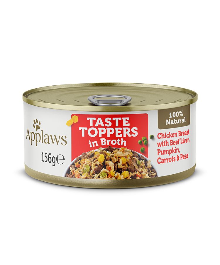 Applaws Taste Toppers in Broth Chicken with Beef Wet Dog Food 156g Tin - 156G - Shopivet.com