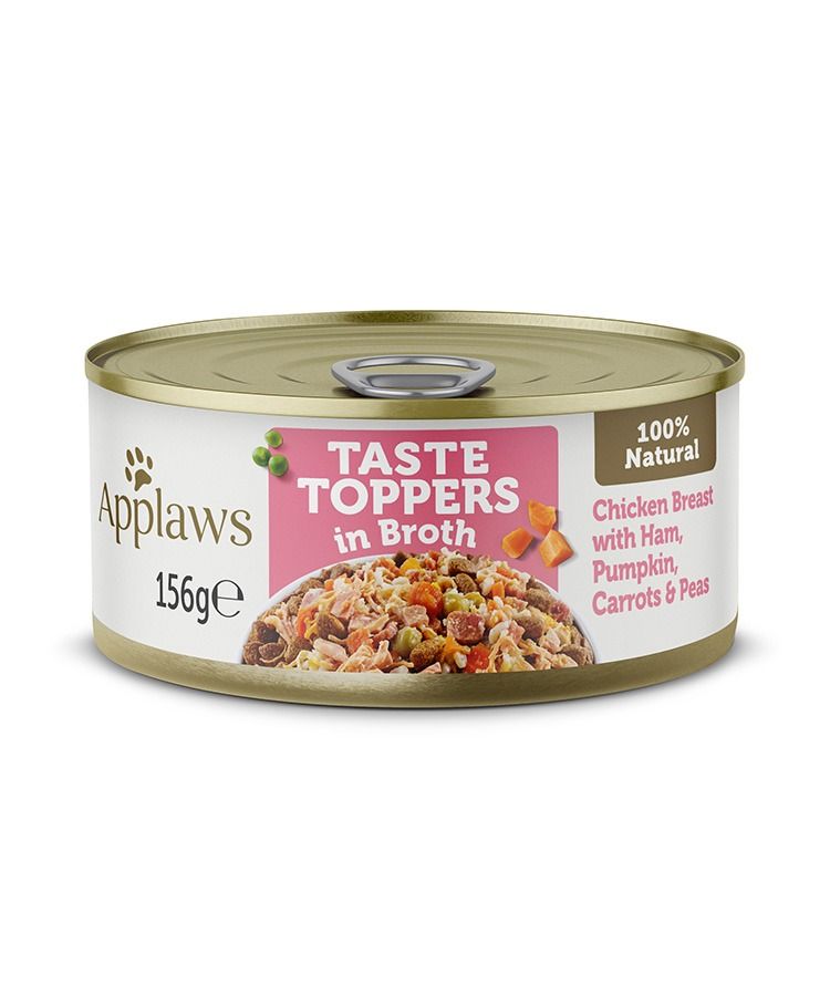 Applaws Taste Toppers in Broth Chicken with Ham & Vegetables Wet Dog Food 156g Tin - 156G - Shopivet.com