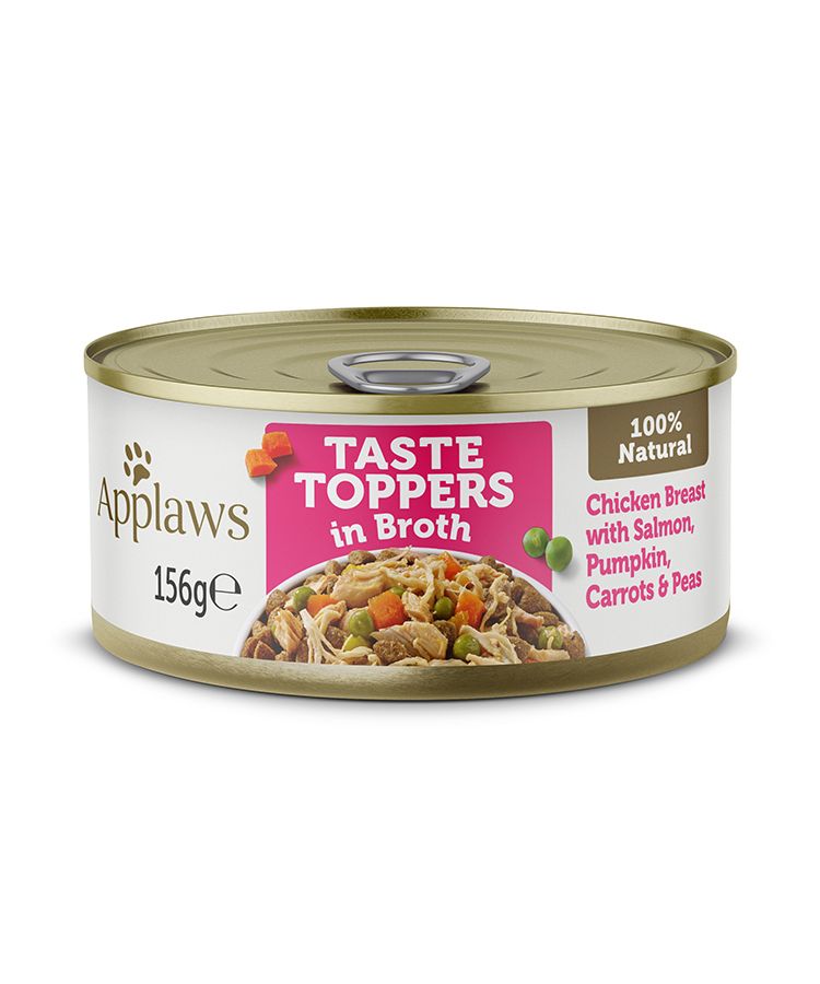 Applaws Taste Toppers in Broth Chicken with Salmon & Vegetables Wet Dog Food 156g Tin - 156G - Shopivet.com