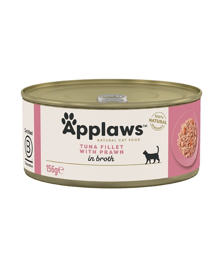 Applaws Tuna Fillet with Prawn in Broth Wet Cat Food 156g Tin - 156G - Shopivet.com