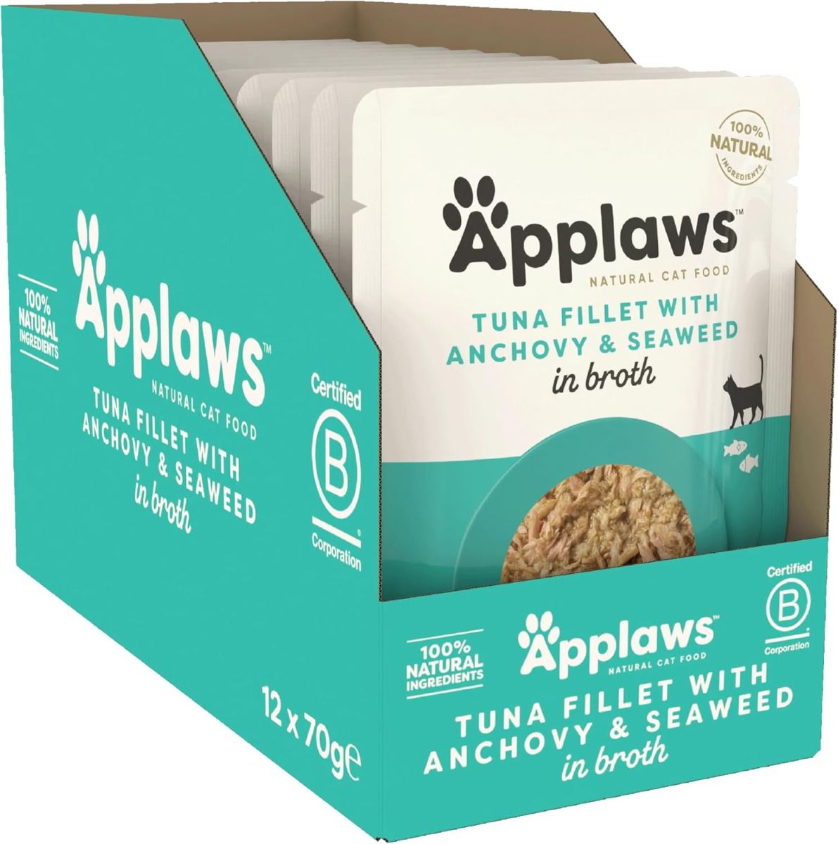 Applaws Tuna with Anchovy & Seaweed in Broth Wet Cat Food 70g Pouch - 70G - Shopivet.com