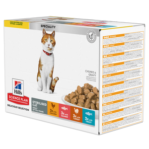 Hill’s Science Plan Sterilised Cat Adult Cat Food Multipack (12x85g)