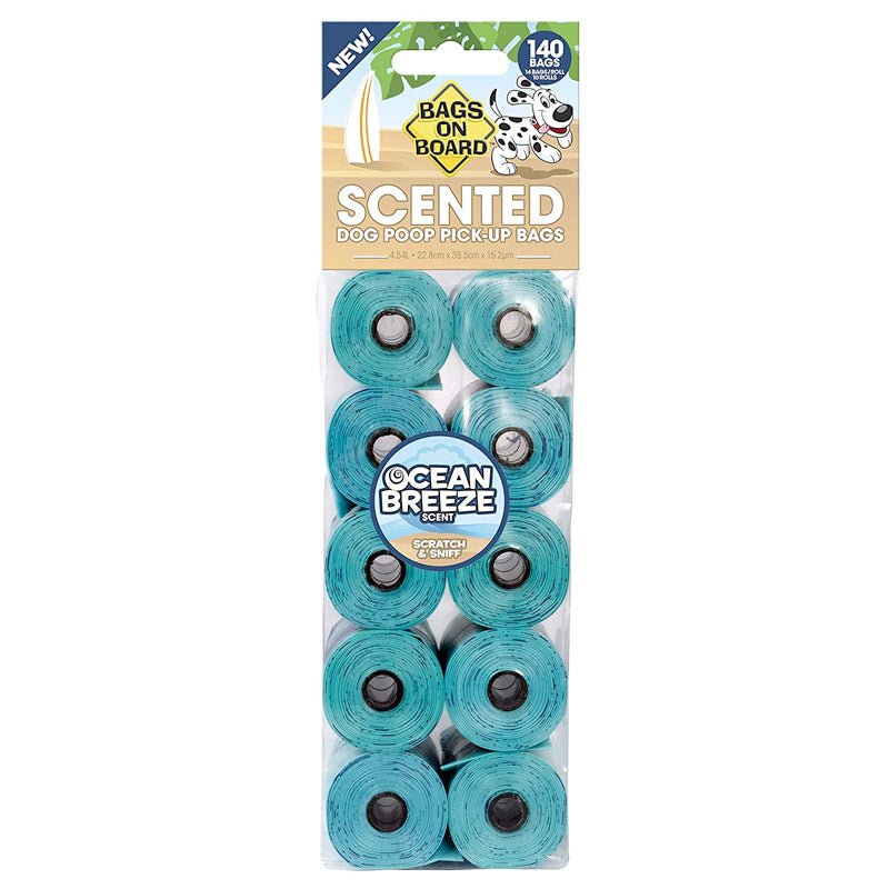 Bags on Board Refill Bags Ocean Breeze Scented Green 140bags (14×10 ) - Shopivet.com