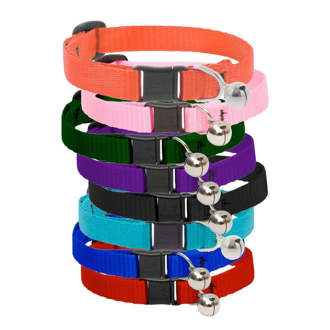 Basic Solids Safety Cat Collar with Bell - black - Shopivet.com