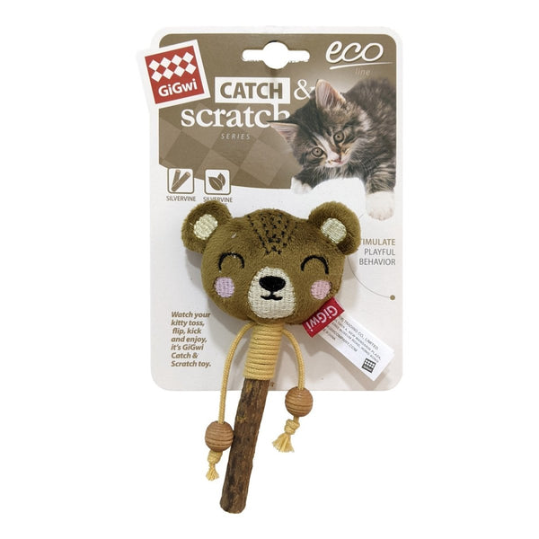 Bear Catch & Scratch Eco line with Slivervine Leaves and Stick - Shopivet.com