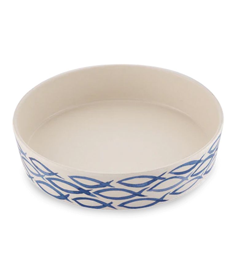 Beco Classic Bamboo Gone Fishing Cat Bowl - Shopivet.com