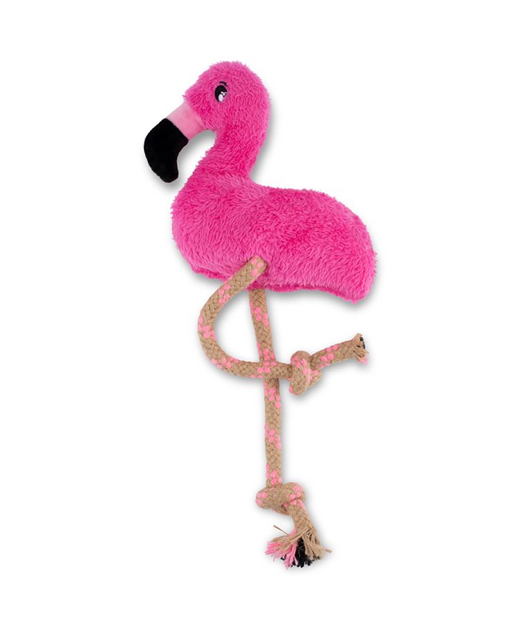 Beco Pets Dual Material Soft Flamingo Recycled Dog Toy - PINK MEDIUM - Shopivet.com