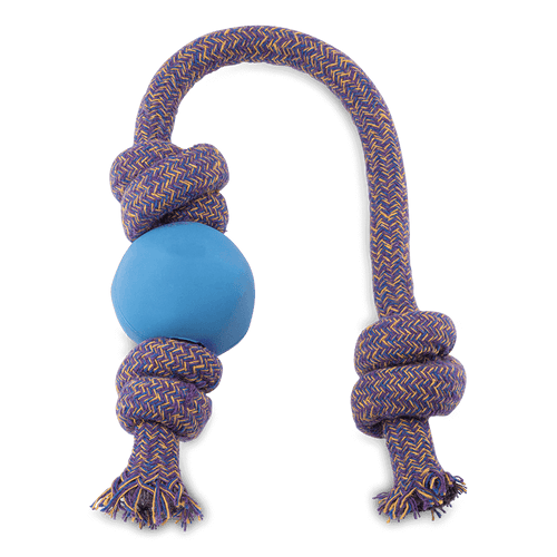 Beco Pets Eco - Friendly Ball on a Rope Dog Toy - Blue Large - Shopivet.com