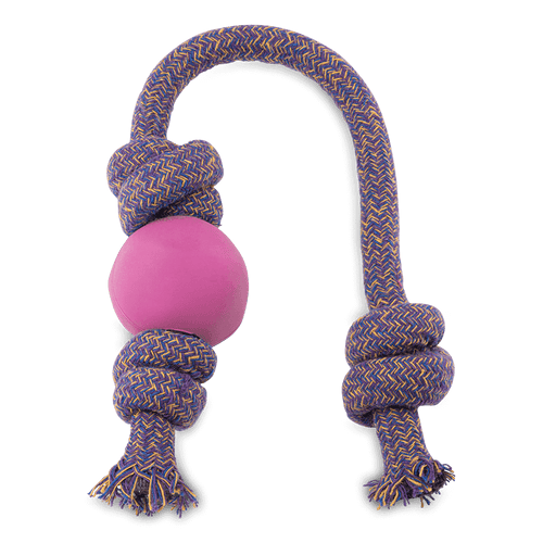 Beco Pets Eco - Friendly Ball on a Rope Dog Toy - Pink Large - Shopivet.com