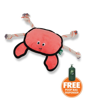 Beco Pets Rough & Tough Crab Recycled Dog Toy - ORANGE LARGE - Shopivet.com