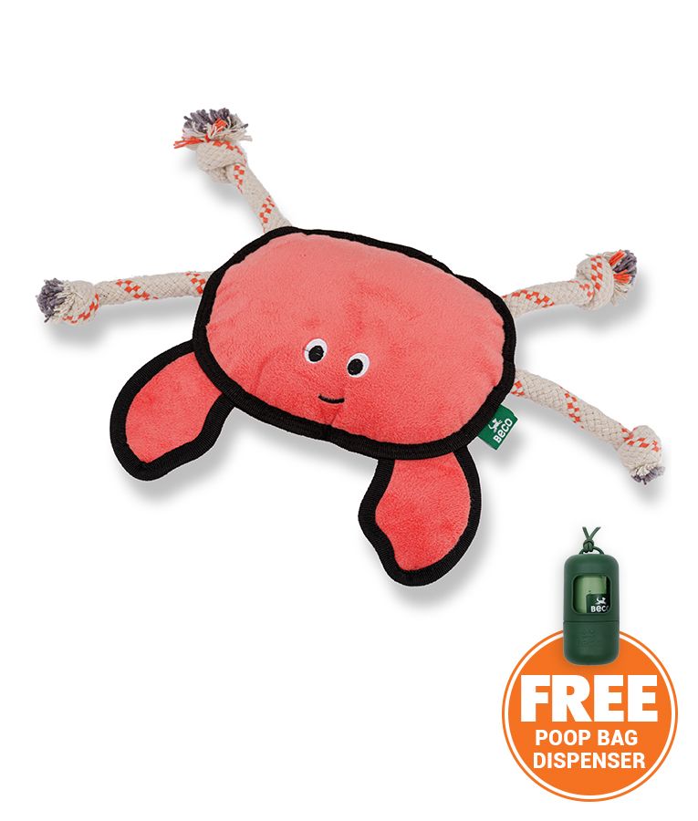 Beco Pets Rough & Tough Crab Recycled Dog Toy - ORANGE LARGE - Shopivet.com