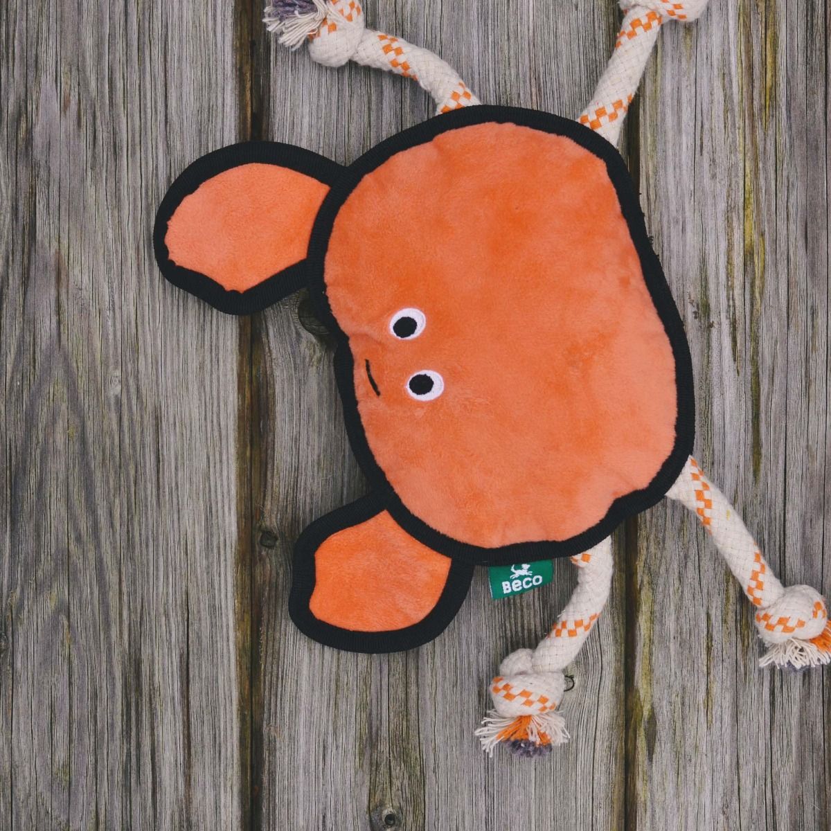 Beco Pets Rough & Tough Crab Recycled Dog Toy - ORANGE LARGE - Shopivet.com