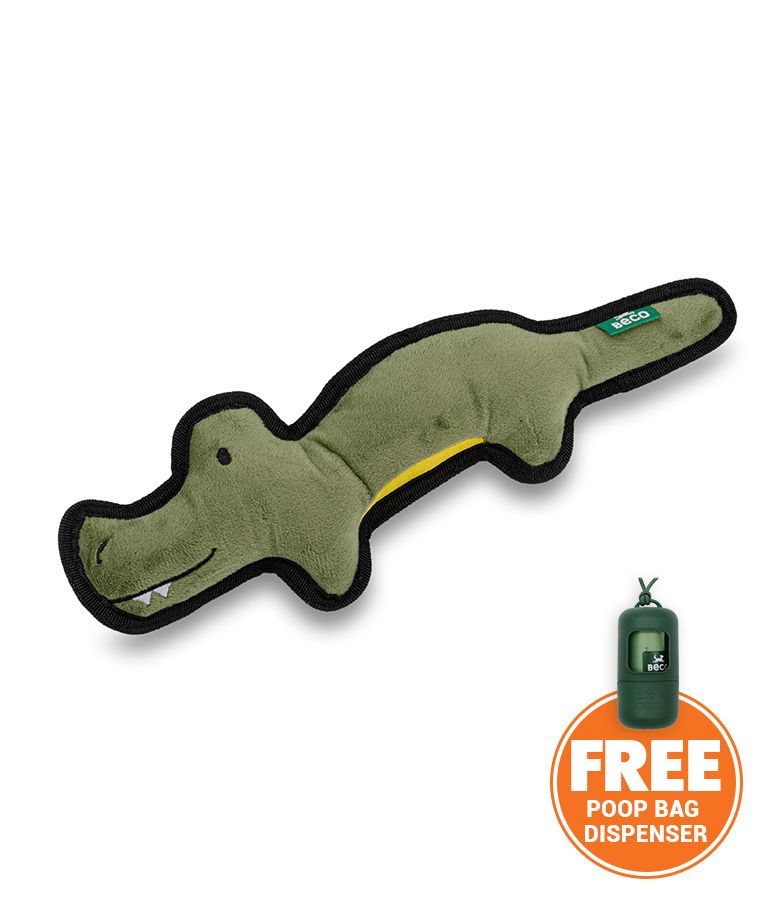Beco Pets Rough & Tough Crocodile Recycled Dog Toy - GREEN MEDIUM - Shopivet.com