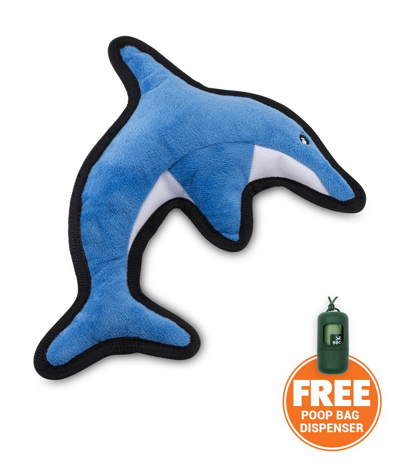 Beco Pets Rough & Tough Dolphin Recycled Dog Toy - BLUE LARGE - Shopivet.com