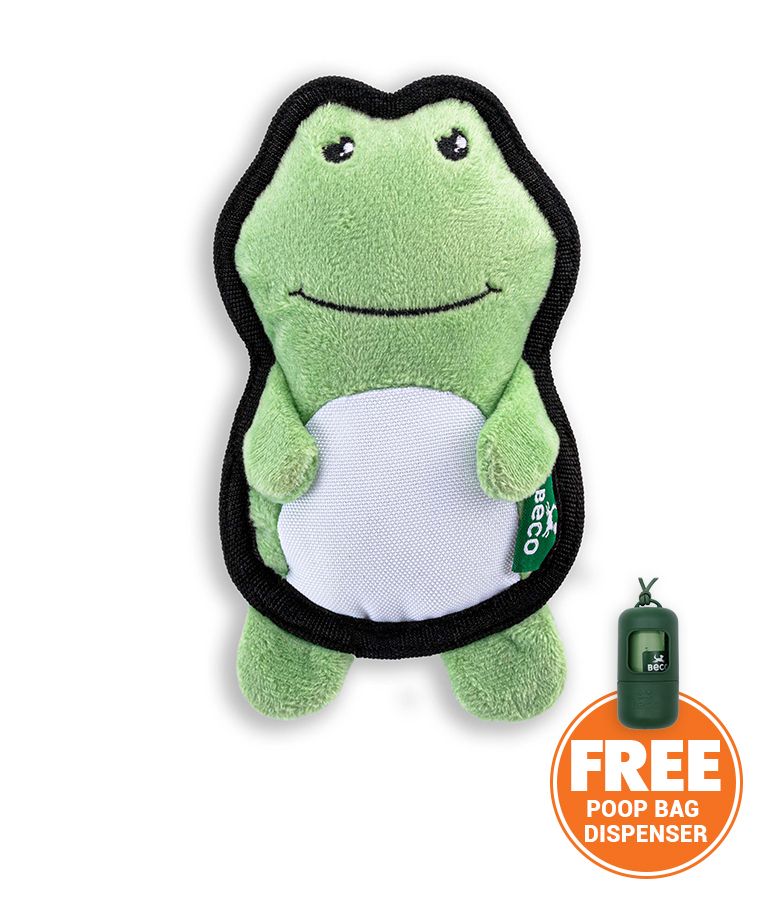 Beco Pets Rough & Tough Frog Recycled Dog Toy - Green Small - Shopivet.com