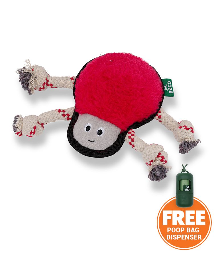 Beco Pets Rough & Tough Spider Recycled Dog Toy - RED MEDIUM - Shopivet.com