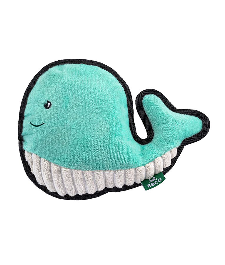 Beco Pets Rough & Tough Whale Recycled Dog Toy - BLUE MEDIUM - Shopivet.com