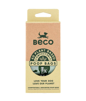 Beco Pets Unscented Compostable Poop Bags 60pcs - 60 pcs - Shopivet.com