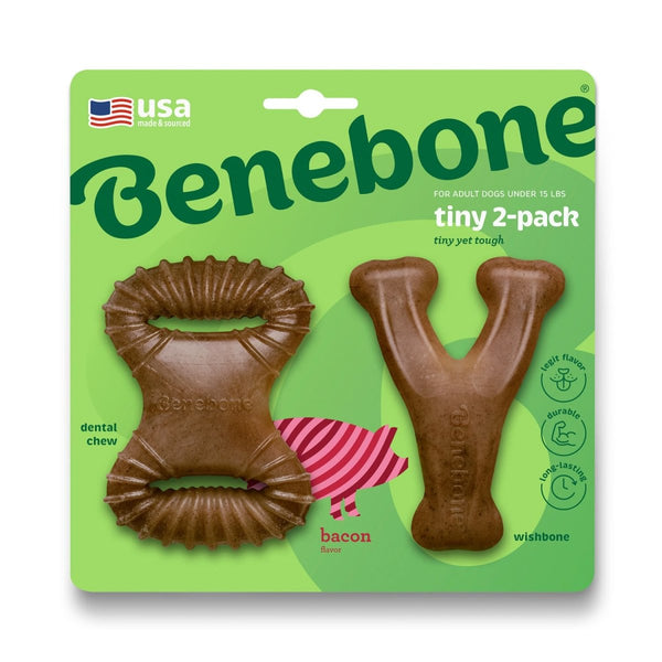 Benebone 2 - Pack Dental Chew, Wishbone(Tiny) – Bacon - Shopivet.com