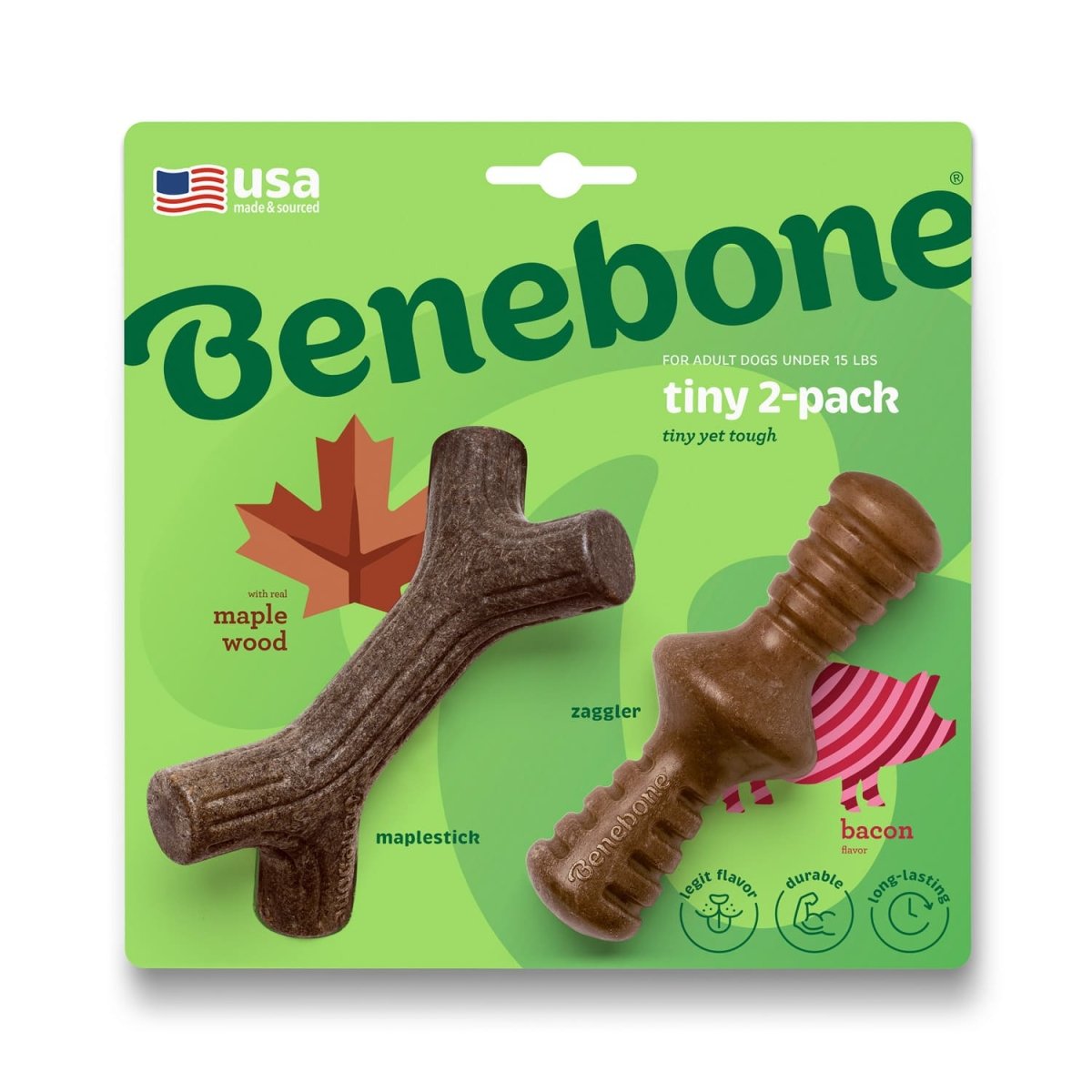 Benebone 2 - Pack Maplestick/Zaggler (Tiny) – Bacon - Shopivet.com