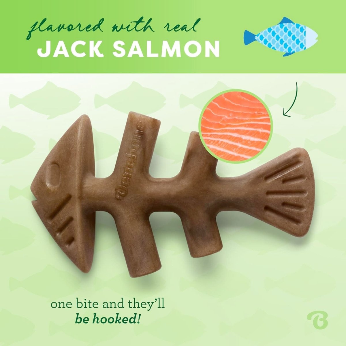 Benebone Dental Chew Fishbone Jack Salmon (Tiny) – 2 pack - Shopivet.com