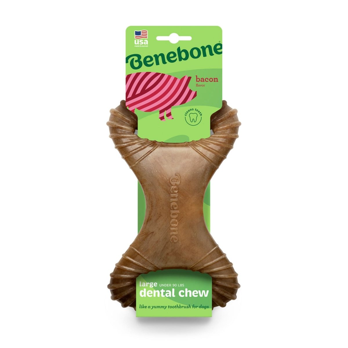 Benebone Dental Dog Chew Toy – Bacon - Medium - Shopivet.com