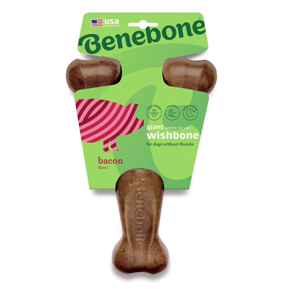 Benebone Wishbone Dog Chew Toy – Bacon - Medium - Shopivet.com