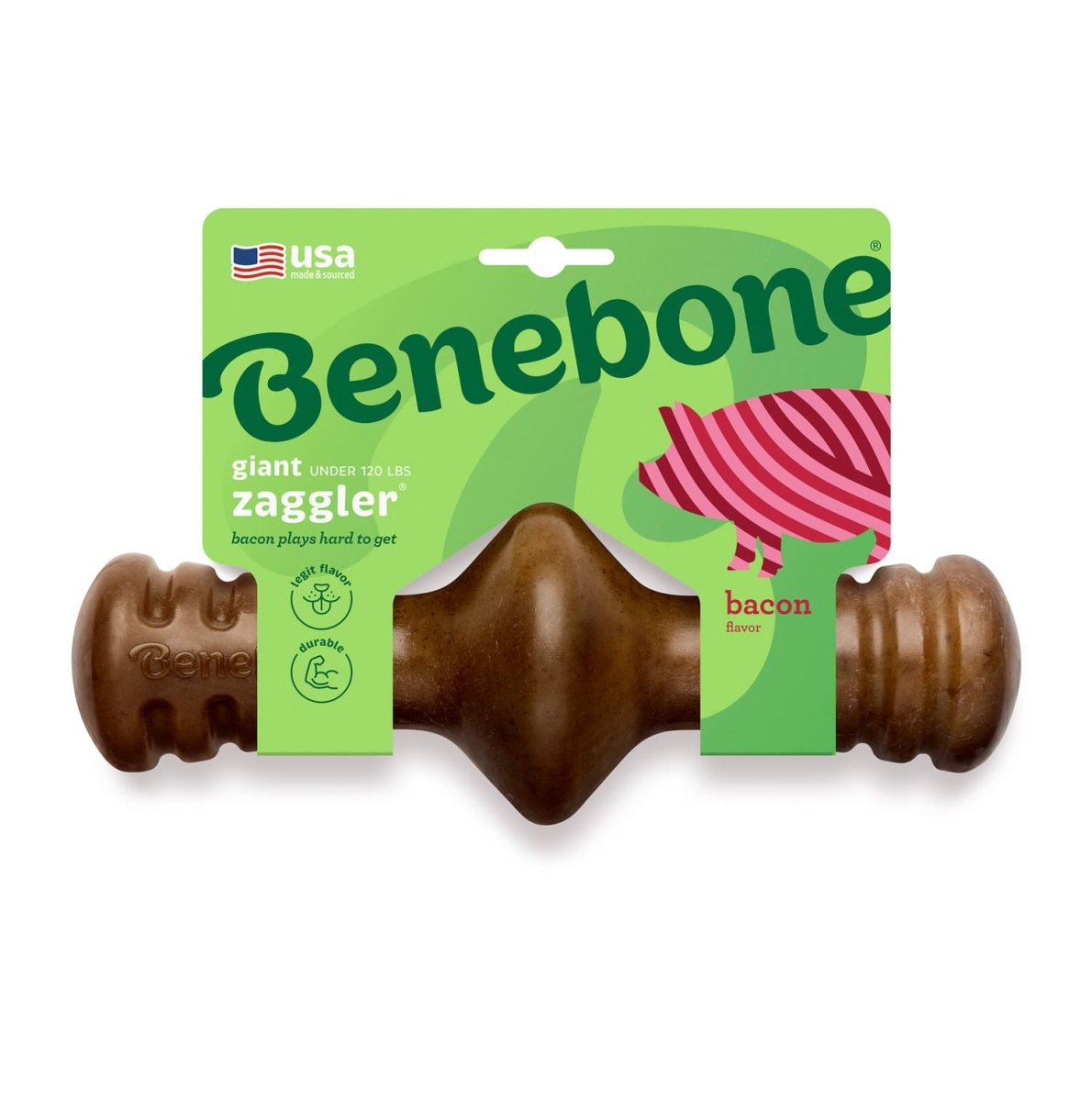Benebone Zaggler Dog Chew Toy – Bacon - Giant - Shopivet.com