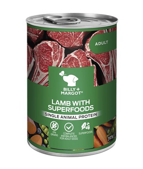 Billy & Margot Lamb with Superfoods Adult Canned Wet Dog Food 395g - 395g - Shopivet.com