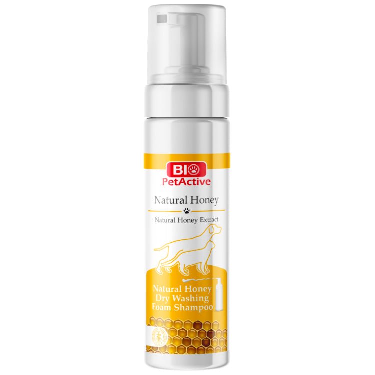 Bio PetActive Natural Honey Dry Washing Foam Shampoo 200ml - Shopivet.com