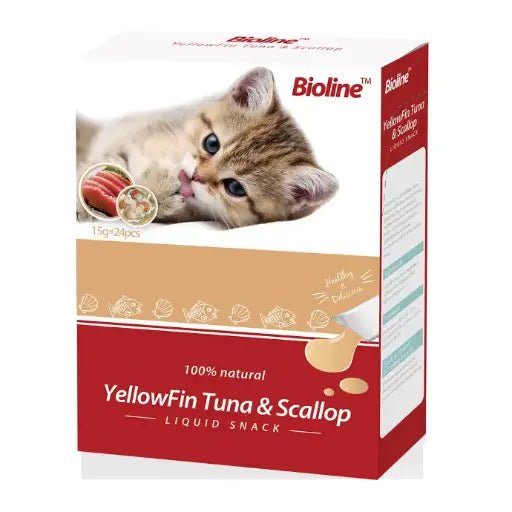 Bioline Cat Treats 15g x 24[Flavor - Yellowfin Tuna & Scallop] - Shopivet.com