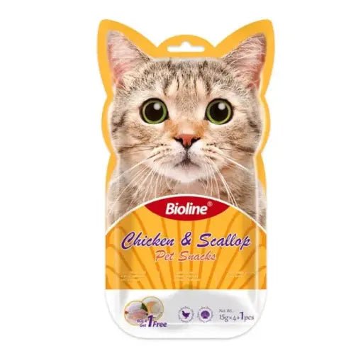 Bioline Cat Treats - 5x15g[Flavor - Chicken & Scallop] - Shopivet.com