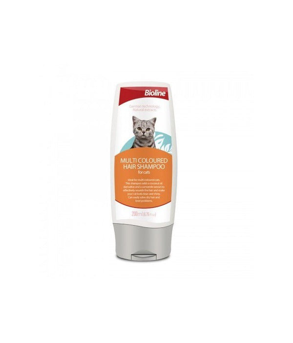 Bioline Multi Coloured Hair Shampoo For Cats 200ml - Shopivet.com