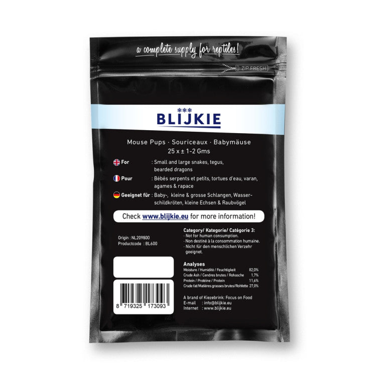 Blijkie black foil line baby mice 1-2g - Shopivet.com