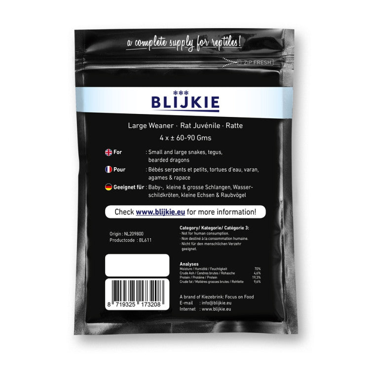 Blijkie black foil line large weanerrat 60-90g - Shopivet.com