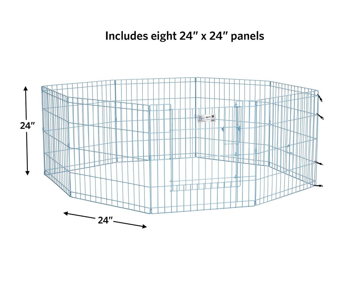Blue Exercise Pen with Door 24″ - Shopivet.com