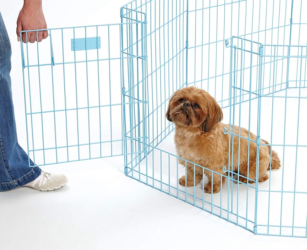 Blue Exercise Pen with Door 24″ - Shopivet.com