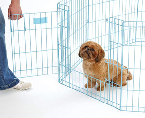 Blue Exercise Pen with Door 24″ - Shopivet.com