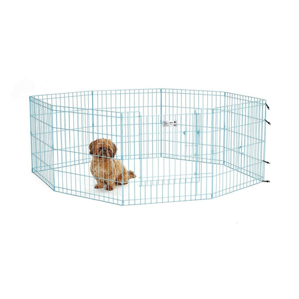 Blue Exercise Pen with Door 24″ - Shopivet.com
