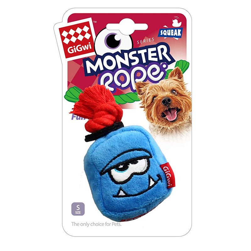 Blue Monster Rope Squeaker Inside Small Plush/Rope - Shopivet.com