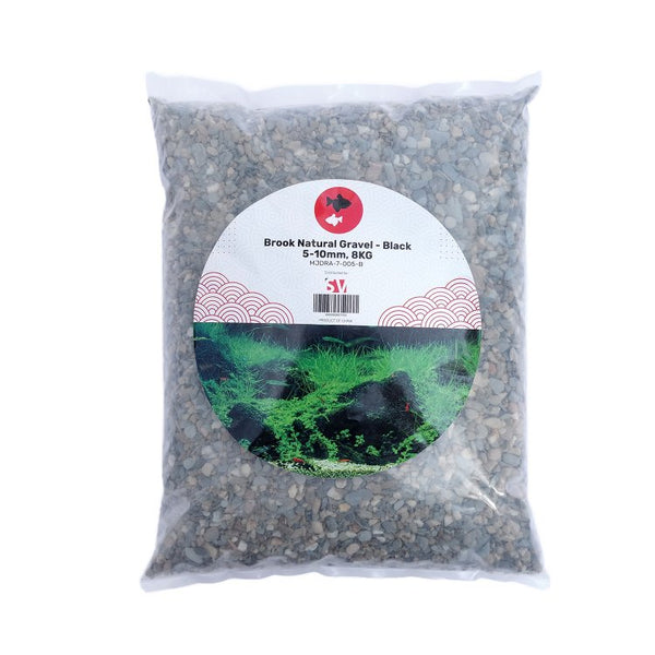 Brook Natural Gravel - Black 5-10mm, 8KG - Shopivet.com