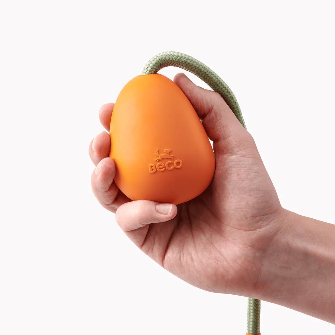 Beco Natural Rubber Slinger Pebble Dog Toy - Orange