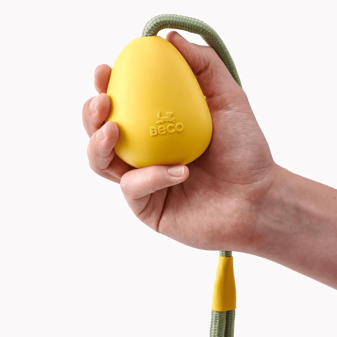 Beco Natural Rubber Slinger Pebble Dog Toy - YELLOW