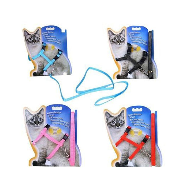 Cat Harness and Leash Adjustable Nylon Halter Harness Kitten Nylon Strap Belt Safety Rope Leads - Shopivet.com