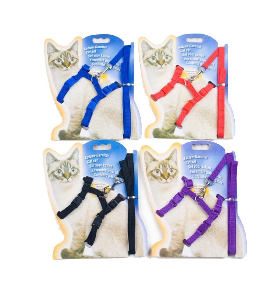 Cat Harness and Leash Adjustable Nylon Halter Harness Kitten Nylon Strap Belt Safety Rope Leads - Shopivet.com