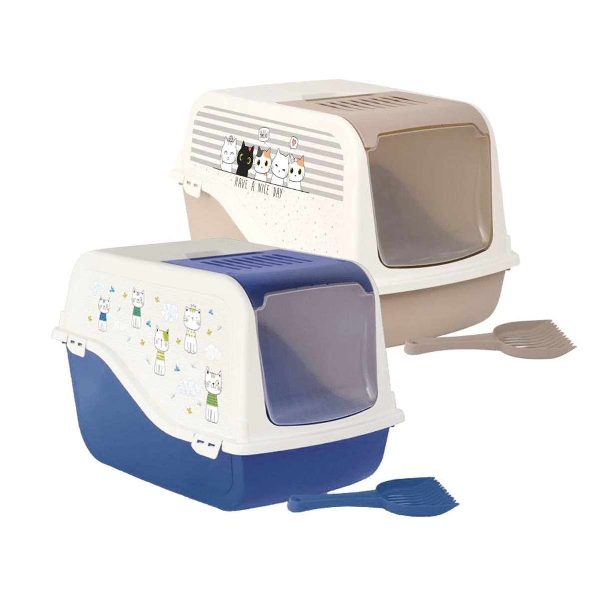 Cat Litter Box ARIEL(TOP FREE) with Cat Clipart - light - purple - Shopivet.com