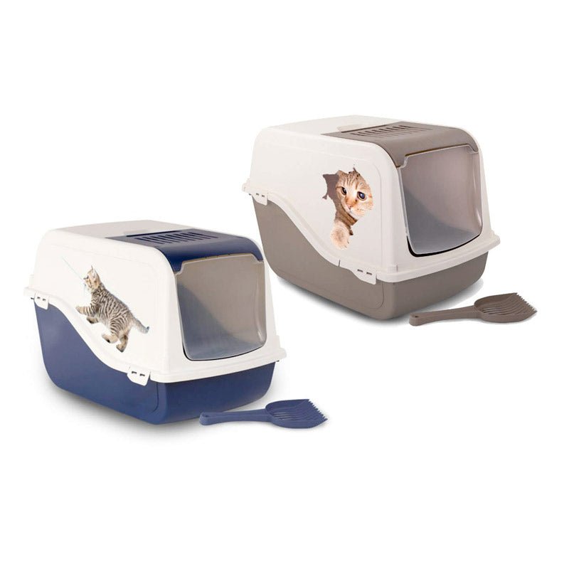 Cat Litter Box ARIEL(TOP FREE) with Design - blue - Shopivet.com