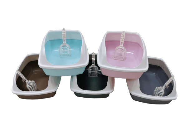 Cat Litter Box Pan Large with Scoop 56 x 42 x 23.5 - light - pink - Shopivet.com