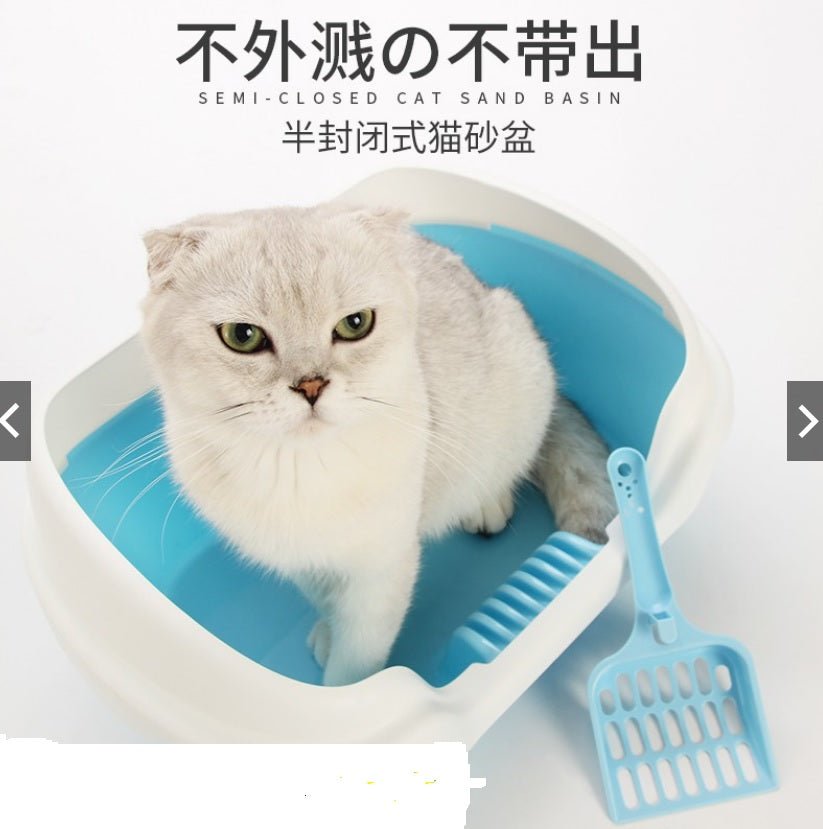 Cat Litter Box Pan with Scoop 40 x 30 x 18 - light - blue - Shopivet.com