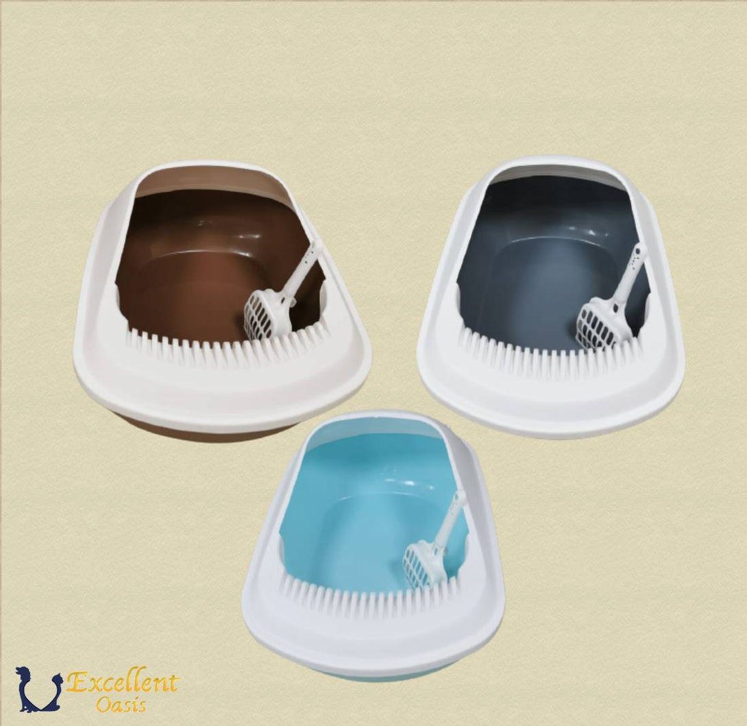 Cat Litter Box Pan with Scoop 50.5 x 38 x 23 - brown - Shopivet.com